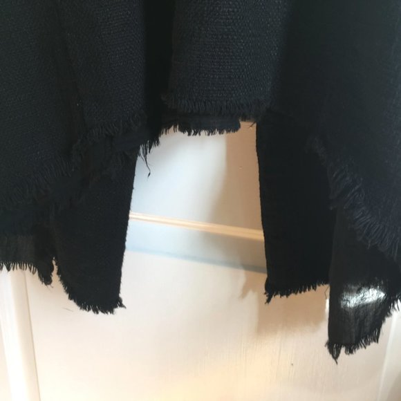 Oversized Draping Knitted Cloak Coat with Frayed - Picture 15 of 15